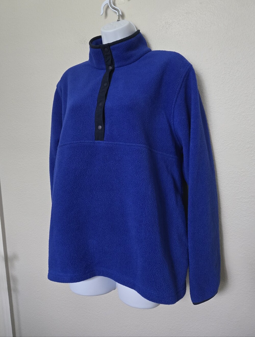 Vintage L.L Bean Snap Packet Blue Fleece Pullover Large Retro Winter Hiking - Picture 3 of 12